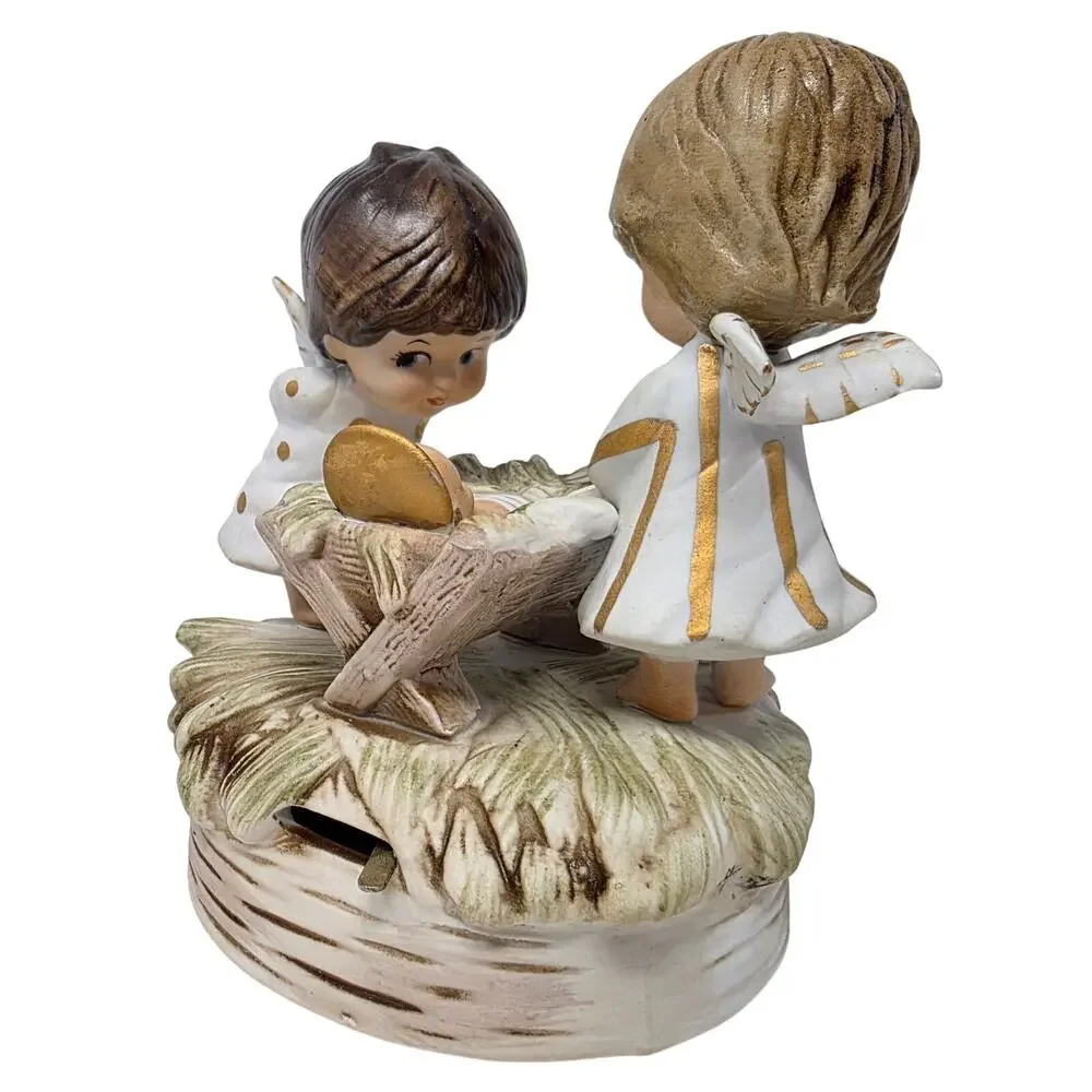 Vintage 1972 Moppets Fran Mar Nativity Music Box Japan w Original Box
